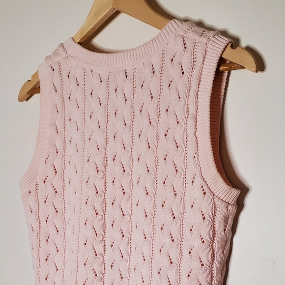 Baby Pink Sleeveless Cable Knit Shell Tank Sweater - Picture 8 of 13